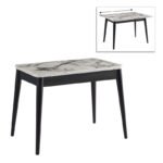 Τραπέζι Dolunay Megapap επεκτεινόμενο χρώμα λευκό εφέ μαρμάρου - μαύρο 100x60(120x100)x79,5εκ.