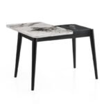 Τραπέζι Dolunay Megapap επεκτεινόμενο χρώμα λευκό εφέ μαρμάρου - μαύρο 100x60(120x100)x79,5εκ. - Image 2