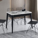 Τραπέζι Dolunay Megapap επεκτεινόμενο χρώμα λευκό εφέ μαρμάρου - μαύρο 100x60(120x100)x79,5εκ. - Image 7