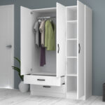 Ντουλάπα ρούχων Ricardo Megapap τρίφυλλη με συρτάρια χρώμα λευκό 120x51,8x181εκ. - Image 2