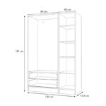 Ντουλάπα ρούχων Ricardo Megapap τρίφυλλη με συρτάρια χρώμα λευκό 120x51,8x181εκ. - Image 5