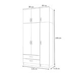 Ντουλάπα ρούχων Ricardo Megapap τρίφυλλη με πατάρι και συρτάρια χρώμα λευκό 120x51,8x240εκ. - Image 5