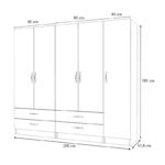 Ντουλάπα ρούχων Ricardo Megapap πεντάφυλλη με συρτάρια χρώμα λευκό 200x51,8x181εκ. - Image 5