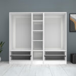 Ντουλάπα ρούχων Ricardo Megapap πεντάφυλλη με συρτάρια χρώμα λευκό 200x51,8x181εκ. - Image 3