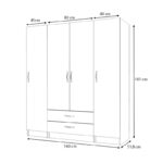 Ντουλάπα ρούχων Ricardo Megapap τετράφυλλη με συρτάρια χρώμα λευκό 160x51,8x181εκ. - Image 5