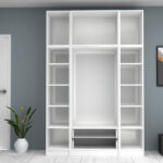 Ντουλάπα ρούχων Ricardo Megapap τετράφυλλη με πατάρι και συρτάρια χρώμα λευκό 160x51,8x240εκ. - Image 3