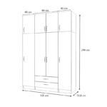 Ντουλάπα ρούχων Ricardo Megapap τετράφυλλη με πατάρι και συρτάρια χρώμα λευκό 160x51,8x240εκ. - Image 5