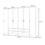 Ντουλάπα ρούχων Ricardo Megapap εξάφυλλη με συρτάρια χρώμα λευκό 240x51,8x181εκ. - Image 5