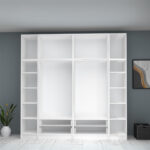 Ντουλάπα ρούχων Ricardo Megapap εξάφυλλη με πατάρι και συρτάρια χρώμα λευκό 240x51,8x240εκ. - Image 3