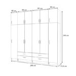 Ντουλάπα ρούχων Ricardo Megapap εξάφυλλη με πατάρι και συρτάρια χρώμα λευκό 240x51,8x240εκ. - Image 5