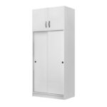 Ντουλάπα ρούχων Regio Megapap δίφυλλη συρόμενη με πατάρι χρώμα λευκό 100x60x240εκ.