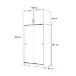 Ντουλάπα ρούχων Regio Megapap δίφυλλη συρόμενη με πατάρι χρώμα λευκό 100x60x240εκ. - Image 5