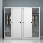 Ντουλάπα ρούχων Regio Megapap τετράφυλλη συρόμενη χρώμα λευκό 200x60x181εκ. - Image 3