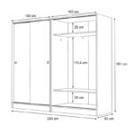 Ντουλάπα ρούχων Regio Megapap τετράφυλλη συρόμενη χρώμα λευκό 200x60x181εκ. - Image 5