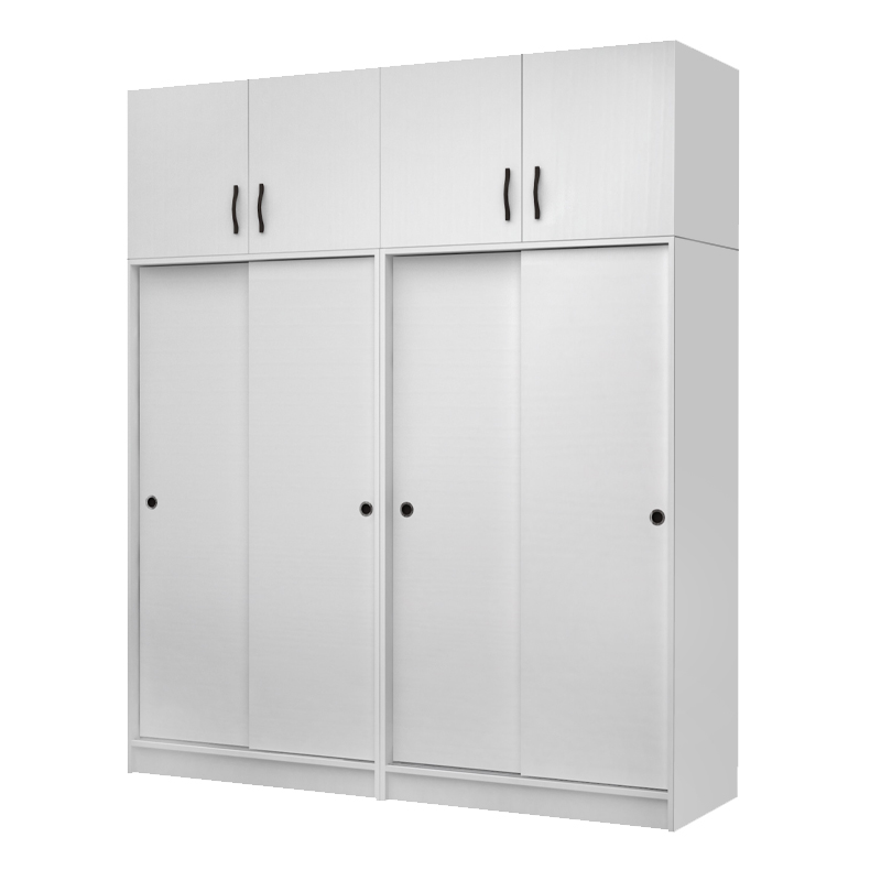 GP100-01071-0 Ντουλάπα ρούχων Regio Megapap τετράφυλλη συρόμενη με πατάρι χρώμα λευκό 200x60x240εκ. - Image 1