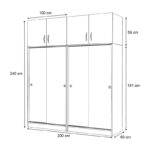 Ντουλάπα ρούχων Regio Megapap τετράφυλλη συρόμενη με πατάρι χρώμα λευκό 200x60x240εκ. - Image 5