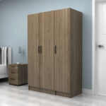 Ντουλάπα ρούχων Vivian Megapap τρίφυλλη χρώμα καρυδί 120x51,8x181εκ. - Image 3