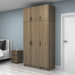 Ντουλάπα ρούχων Vivian Megapap τρίφυλλη με πατάρι χρώμα καρυδί 120x51,8x240εκ. - Image 3