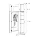 Ντουλάπα ρούχων Vivian Megapap τρίφυλλη με πατάρι χρώμα καρυδί 120x51,8x240εκ. - Image 5