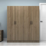 Ντουλάπα ρούχων Vivian Megapap τετράφυλλη χρώμα καρυδί 160x51,8x181εκ. - Image 4