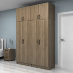 Ντουλάπα ρούχων Vivian Megapap τετράφυλλη με πατάρι χρώμα καρυδί 160x51,8x240εκ. - Image 3