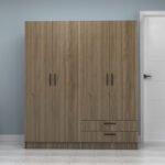 Ντουλάπα ρούχων Vivian Megapap τετράφυλλη με συρτάρια χρώμα καρυδί 160x51,8x181εκ. - Image 4