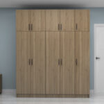 Ντουλάπα ρούχων Vivian Megapap πεντάφυλλη με πατάρι χρώμα καρυδί 200x51,8x240εκ. - Image 4