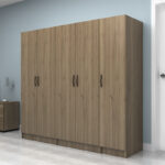 Ντουλάπα ρούχων Vivian Megapap πεντάφυλλη χρώμα καρυδί 200x51,8x181εκ. - Image 3