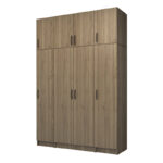 Ντουλάπα ρούχων Vivian Megapap τετράφυλλη με πατάρι χρώμα καρυδί 160x51,8x240εκ.