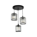 GLOBOSTAR® FLAREX 201-0084 Vintage Κρεμαστό Φωτιστικό Οροφής με Ντουί 3 x E27 AC 220-240V IP20 - Μαύρο & Διάφανο - Μ40 x Π40 x Υ50cm - Image 2