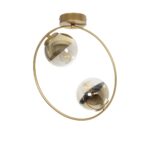 GLOBOSTAR® CITY 202-0046 Μοντέρνο Φωτιστικό Οροφής με Ντουί 2 x E27 AC 220-240V IP20 - Διάφανο & Χρυσό - Μ45 x Π15 x Υ55cm - Image 2