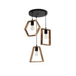 GLOBOSTAR® EMBER 201-0102 Vintage Κρεμαστό Φωτιστικό Οροφής με Ντουί 3 x E27 AC 220-240V IP20 - Καφέ & Μαύρο - Μ50 x Π50 x Υ70cm - Image 2