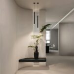 kelvo® CANAL KLV-101-0073 Κρεμαστό Φωτιστικό Οροφής LED 7W 700lm 36° AC 220-240V IP20 Θερμό Λευκό 2700K - Bridgelux COB Chip & TÜV SÜD Driver - Μαύρο Ματ - Μ4 x Π4 x Υ80cm - 5 Χρόνια Εγγύηση