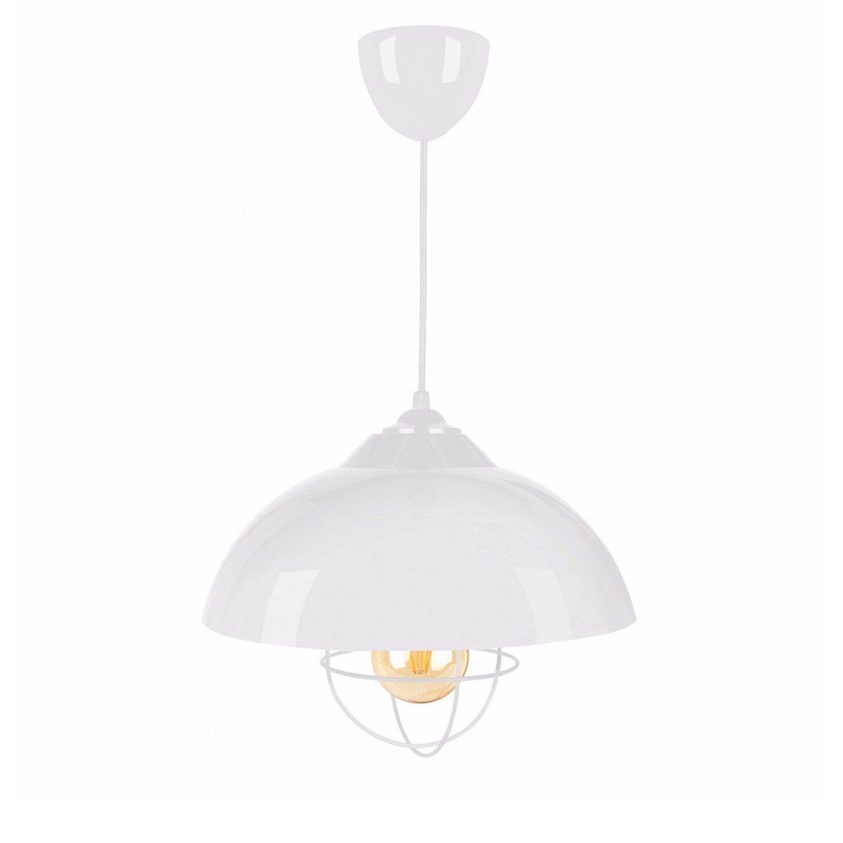 ayd_1867_0 GLOBOSTAR® INDUSTRY 204-0111 Μοντέρνο Κρεμαστό Φωτιστικό Οροφής με Ντουί 1 x E27 AC 220-240V IP20 - Λευκό - Μ30 x Π30 x Υ25cm - Image 1