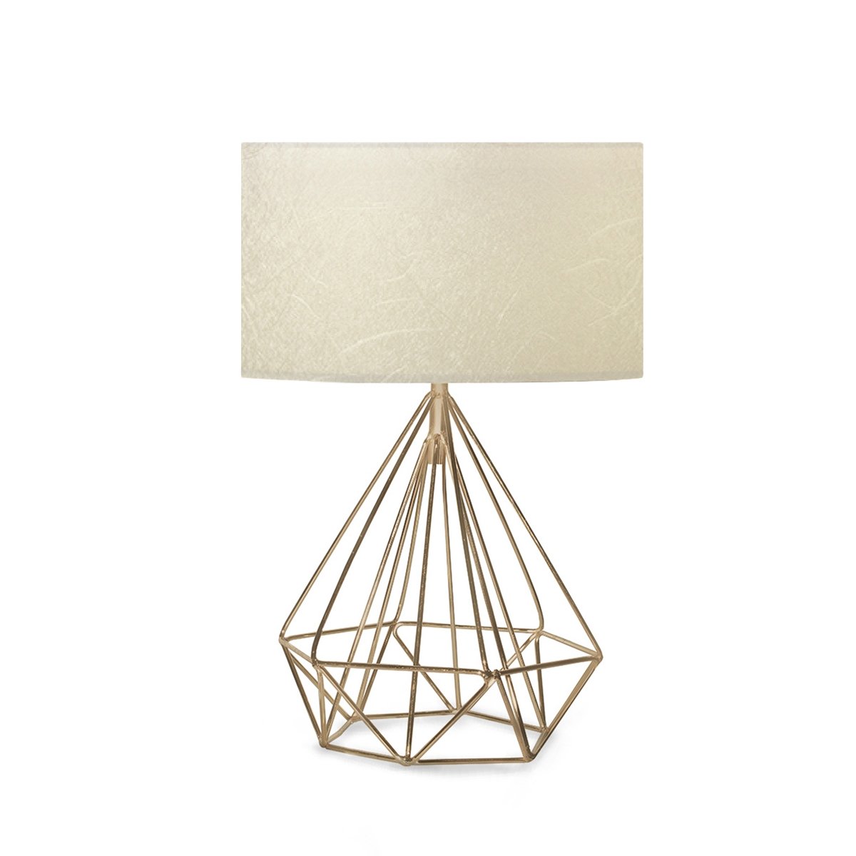 ayd_2503_0 GLOBOSTAR® DIAMOND 204-0084 Μοντέρνο Επιτραπέζιο Φωτιστικό Πορτατίφ με Ντουί 1 x E27 AC 220-240V IP20 - Χρυσό & Μπεζ - Μ24 x Π24 x Υ35cm - Image 1