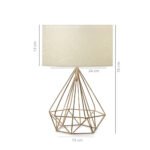 GLOBOSTAR® DIAMOND 204-0084 Μοντέρνο Επιτραπέζιο Φωτιστικό Πορτατίφ με Ντουί 1 x E27 AC 220-240V IP20 - Χρυσό & Μπεζ - Μ24 x Π24 x Υ35cm - Image 2