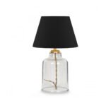 GLOBOSTAR® TRANS 204-0054 Μοντέρνο Επιτραπέζιο Φωτιστικό Πορτατίφ με Ντουί 1 x E27 AC 220-240V IP20 - Διάφανο & Μαύρο - Μ22 x Π22 x Υ14cm