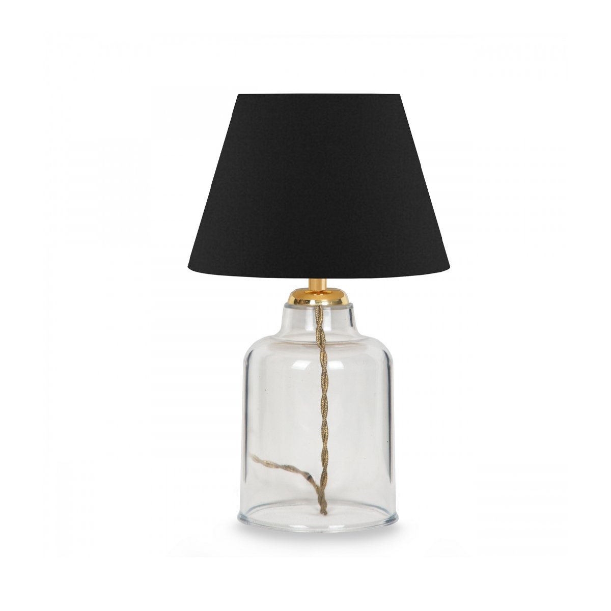 ayd_2779_0 GLOBOSTAR® TRANS 204-0054 Μοντέρνο Επιτραπέζιο Φωτιστικό Πορτατίφ με Ντουί 1 x E27 AC 220-240V IP20 - Διάφανο & Μαύρο - Μ22 x Π22 x Υ14cm - Image 1