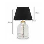 GLOBOSTAR® TRANS 204-0054 Μοντέρνο Επιτραπέζιο Φωτιστικό Πορτατίφ με Ντουί 1 x E27 AC 220-240V IP20 - Διάφανο & Μαύρο - Μ22 x Π22 x Υ14cm - Image 2