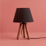 GLOBOSTAR® CAP 204-0068 Μοντέρνο Επιτραπέζιο Φωτιστικό Πορτατίφ με Ντουί 1 x E27 AC 220-240V IP20 - Καφέ & Μαύρο - Μ22 x Π22 x Υ33cm - Image 2