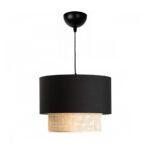 GLOBOSTAR® BIGGIE 204-0098 Μοντέρνο Κρεμαστό Φωτιστικό Οροφής με Ντουί 1 x E27 AC 220-240V IP20 - Μαύρο & Μπεζ - Μ30 x Π30 x Υ26cm