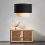 GLOBOSTAR® BIGGIE 204-0098 Μοντέρνο Κρεμαστό Φωτιστικό Οροφής με Ντουί 1 x E27 AC 220-240V IP20 - Μαύρο & Μπεζ - Μ30 x Π30 x Υ26cm - Image 3