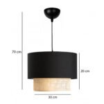 GLOBOSTAR® BIGGIE 204-0098 Μοντέρνο Κρεμαστό Φωτιστικό Οροφής με Ντουί 1 x E27 AC 220-240V IP20 - Μαύρο & Μπεζ - Μ30 x Π30 x Υ26cm - Image 2