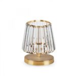 GLOBOSTAR® GLASSY 204-0064 Μοντέρνο Επιτραπέζιο Φωτιστικό Πορτατίφ με Ντουί 1 x E27 AC 220-240V IP20 - Χρυσό & Διάφανο - Μ15 x Π15 x Υ25cm