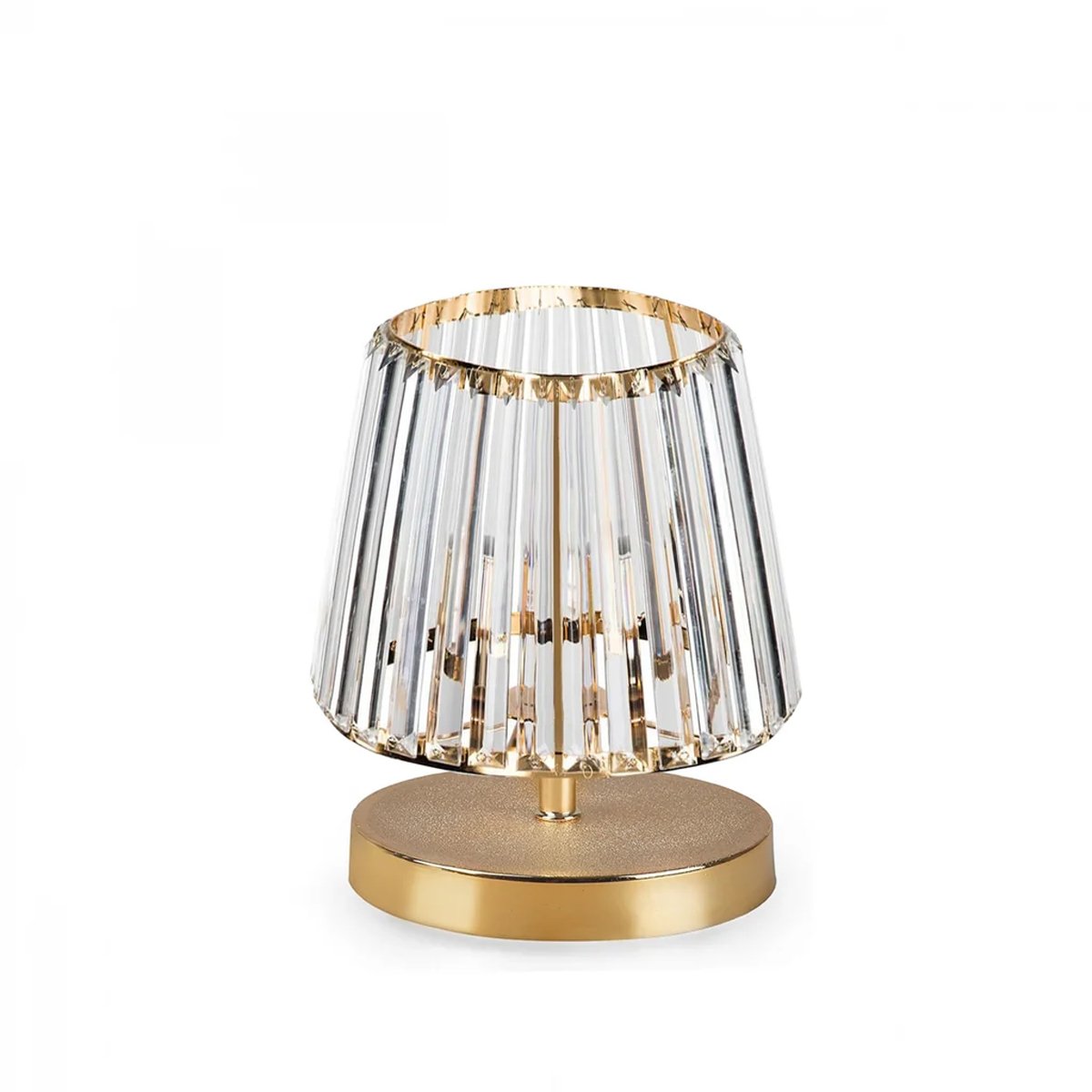ayd_3530_0 GLOBOSTAR® GLASSY 204-0064 Μοντέρνο Επιτραπέζιο Φωτιστικό Πορτατίφ με Ντουί 1 x E27 AC 220-240V IP20 - Χρυσό & Διάφανο - Μ15 x Π15 x Υ25cm - Image 1