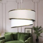 GLOBOSTAR® CYCLOP 204-0102 Μοντέρνο Κρεμαστό Φωτιστικό Οροφής με Ντουί 1 x E27 AC 220-240V IP20 - Μπεζ & Λευκό - Μ30 x Π30 x Υ24cm - Image 3