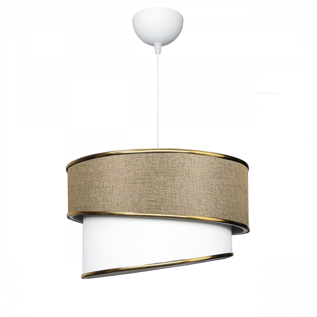 ayd_3671_0 GLOBOSTAR® CYCLOP 204-0104 Μοντέρνο Κρεμαστό Φωτιστικό Οροφής με Ντουί 1 x E27 AC 220-240V IP20 - Μπεζ & Λευκό - Μ30 x Π30 x Υ24cm - Image 1