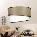 GLOBOSTAR® CYCLOP 204-0104 Μοντέρνο Κρεμαστό Φωτιστικό Οροφής με Ντουί 1 x E27 AC 220-240V IP20 - Μπεζ & Λευκό - Μ30 x Π30 x Υ24cm - Image 3