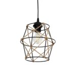 GLOBOSTAR® SOLON 201-0088 Vintage Κρεμαστό Φωτιστικό Οροφής με Ντουί 1 x E27 AC 220-240V IP20 - Μαύρο & Μπεζ - Μ22 x Π22 x Υ27cm - Image 2