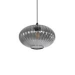 GLOBOSTAR® PERA 206-0010 Μοντέρνο Κρεμαστό Φωτιστικό Οροφής με Ντουί 1 x E27 AC 220-240V IP20 - Μαύρο Φιμέ - Μ30 x Π30 x Υ22cm - Image 2